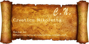 Czvetics Nikoletta névjegykártya